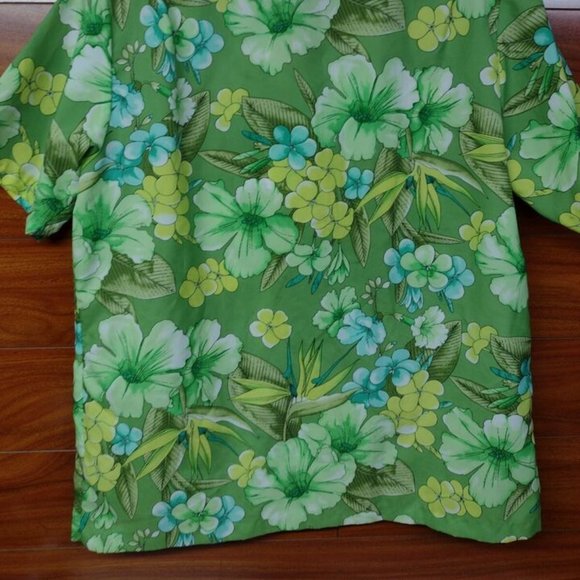 Vintage Hawaiian Palm Size XL Button Up Green Hawaiian Shirt - Picture 4 of 5